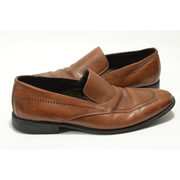 Stacy Adams 10 D Brown Leather Slip On Oxford‎ Dress Shoes - Picture 1 of 7